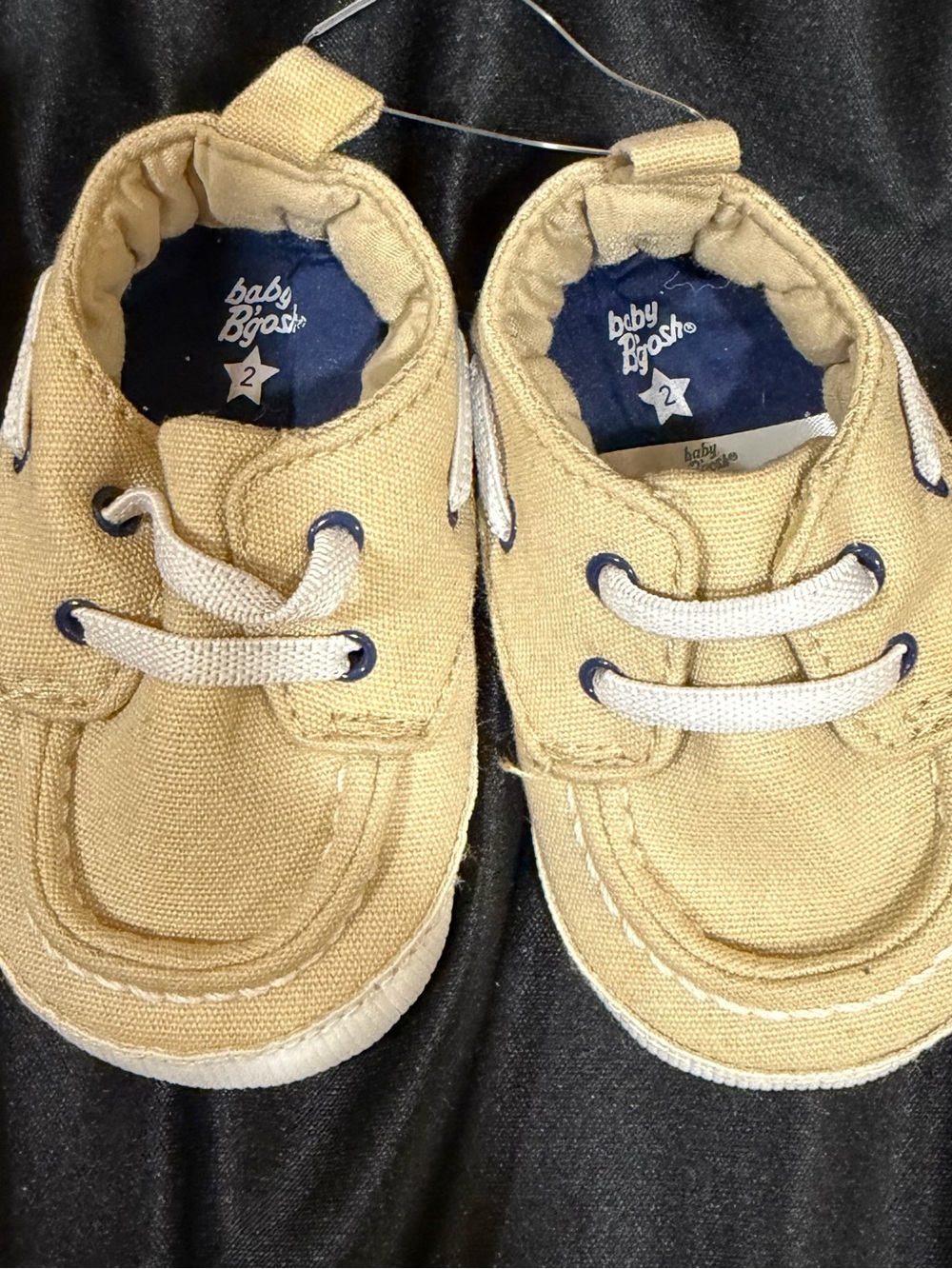 Tan Canvas Boat Shoes for Baby Size 2